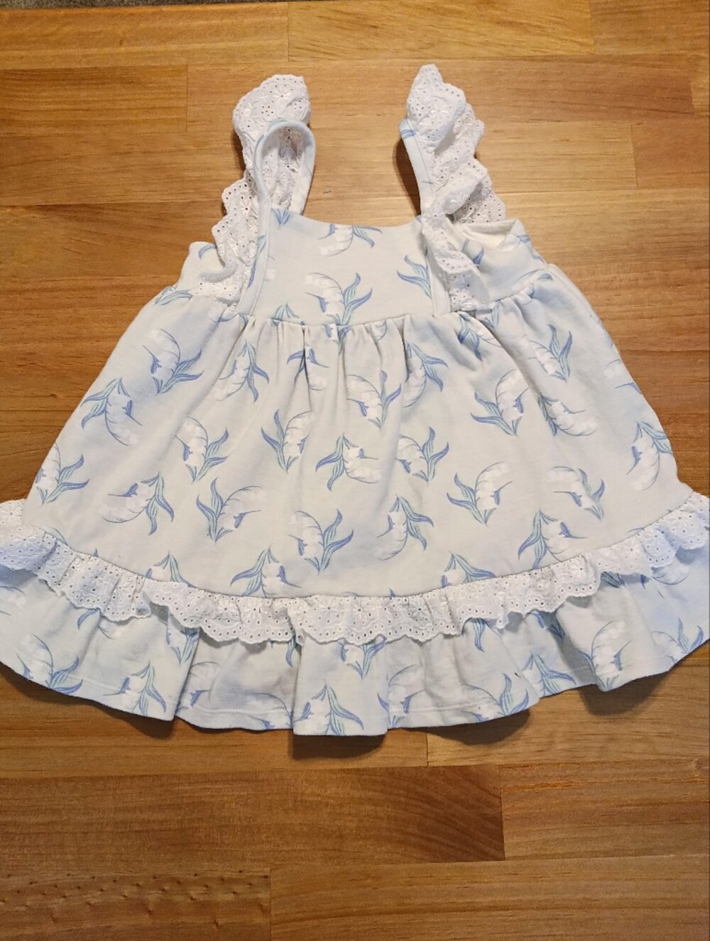 Light Blue Floral Ruffle Toddler Dress